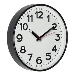Modern style wall clock on transparent background.