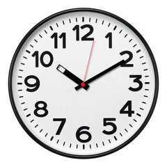 Modern style wall clock on transparent background.