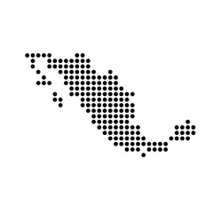 Fototapeta premium Mexico country dotted map. Black spot pixel illustration isolated on white background. Vector circle mosaic.