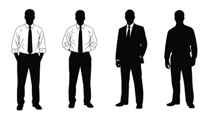 Four businessman silhouettes showing different professional attire styles