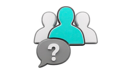 Three People Icons with Question Mark Speech Bubble