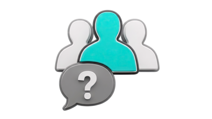 Three People Icons with Question Mark Speech Bubble