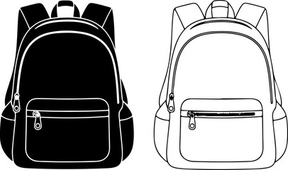 Set of Minimalist backpack vector illustration