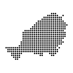 Obraz premium Niger country dotted map. Black spot pixel illustration isolated on white background. Vector circle mosaic.