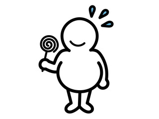Overweight Stick Figure Holding Lollipop Icon