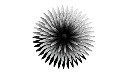 Black and White Halftone Flower Illustration