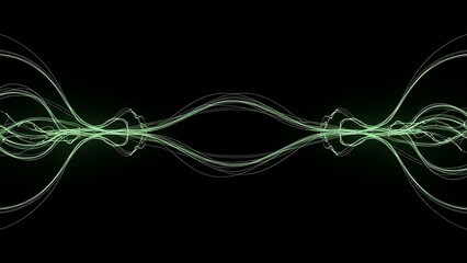 Glowing green waveform pattern on black background.