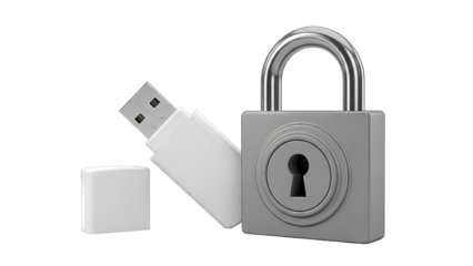 USB Drive and Padlock Symbolizing Data Security