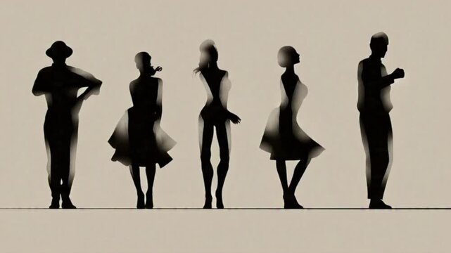 silhouettes of dancing girls