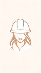 Woman in hardhat, simple design