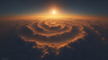 Sunlit Cloud Spiral Above