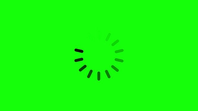 oading wheel animation - Animated spinning load icon with alpha layer transparent background. Loading circle icon animation on green background.
