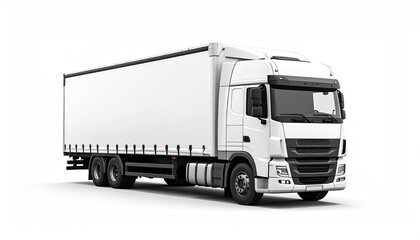 White semi-truck on a white background, side view (1)