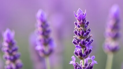 Fototapeta premium Purple lavender flowers in a field.