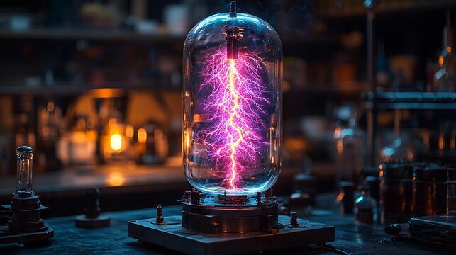 Vintage electric lamp in a lab