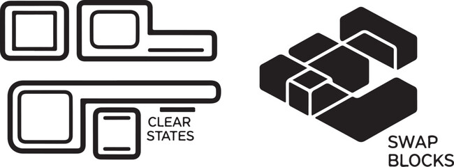 Geometric shapes and blocks in black and white