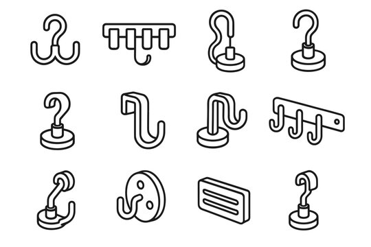 Arm rotating hook cable wall double magnetic icon vector piece disc