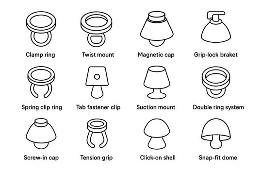 Tension lamp cap vector twist suction system base mount ring double icon