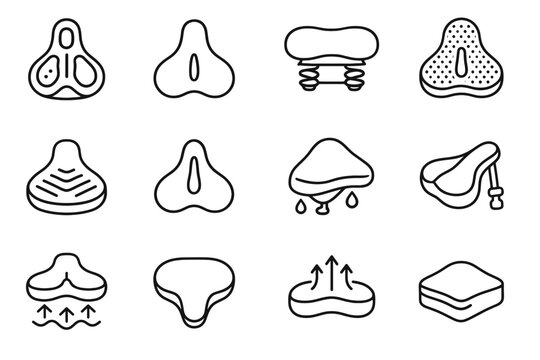 Shape center icon foam wide symbol seat bike ergonomic spring vector icons