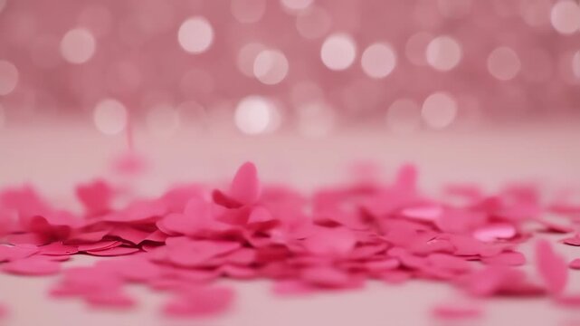 falling pink heart confetti 
