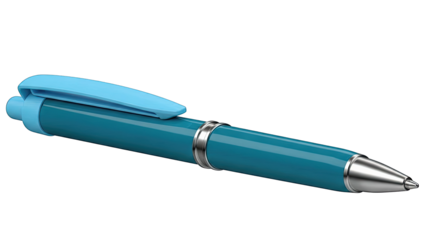 Teal and Blue Ballpoint Pen with Silver Accents
