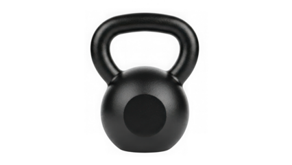 Black kettlebell isolated on transparent background