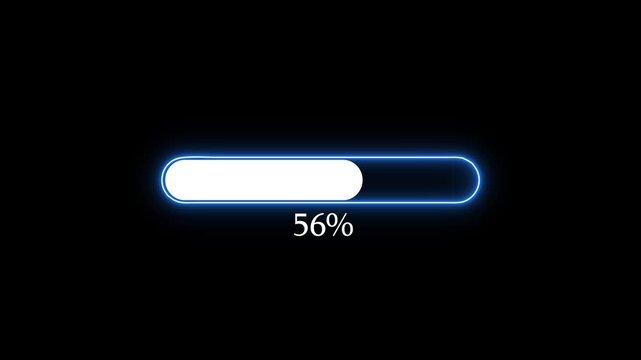 loading bar icon animation glowing neon red and blue color uploading and downloading updating sign symbol on black background
