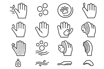 Fototapeta premium Pet icon hanging hook open vector cluster silicone palm cleaning care