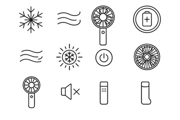 Icon mini cooling vector grip symbol air detachable battery power fan wave