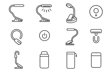 Hook setting icon magnetic dock travel light glow structure pouch vector joint