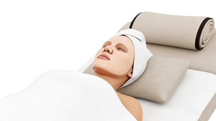 Woman Receiving Facial Sheet Mask Treatment on Spa Bed