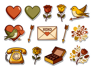 Cute Valentine illustration set featuring romantic couples. perfect for Valentine&rsquo;s Day greeting cards, social media content, wedding invitations, romantic posters, and love-themed marketing visuals.