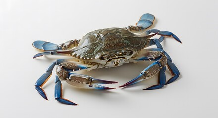 Fresh Blue Crab Displayed on a Clean White Studio Background