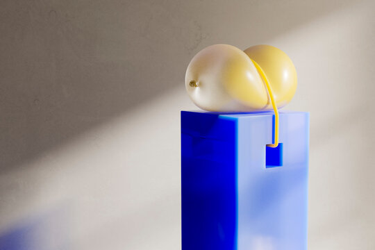 3D render of balloon leaning under string pressure