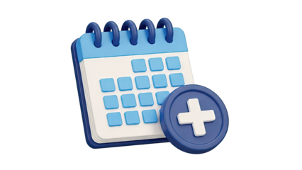 3D Calendar with Plus Icon