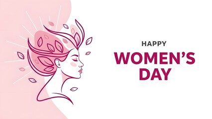 Happy women's day celebration with pink and white illustration