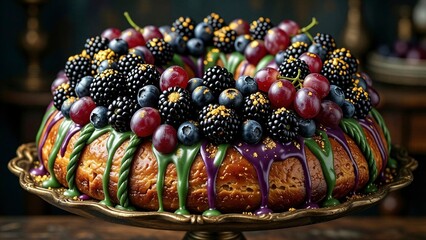 Colorful Fruit-Decorated Bundt Cake