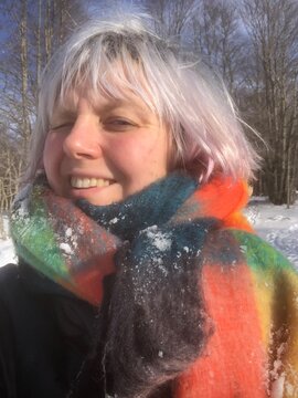 Snowy winter scarf selfie
