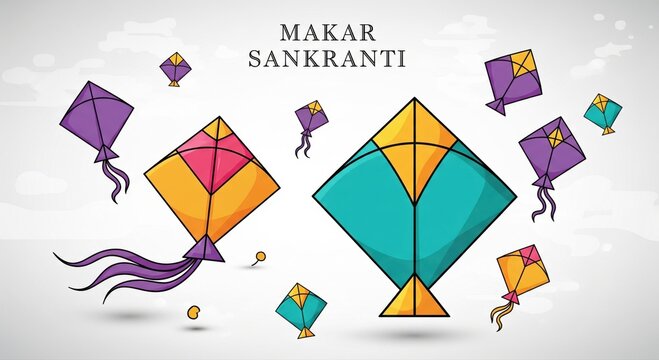 Makar Sankranti Kites Flying Celebration Indian Festival Background