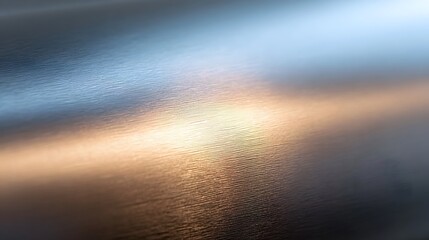 Abstract brushed metallic surface with warm golden and cool blue light reflections creating a subtle gradient