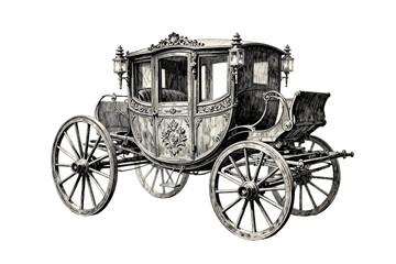 Fototapeta premium Vintage Ornate Horse-Drawn Carriage Illustration