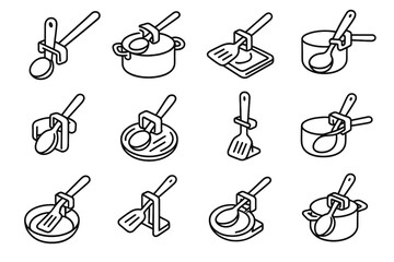 Drip utensil set icon lip edge clip vector spoon rest handle