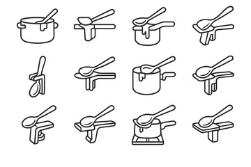 Rest utensil clip pad vector drip icons cookware saucepan icon edge
