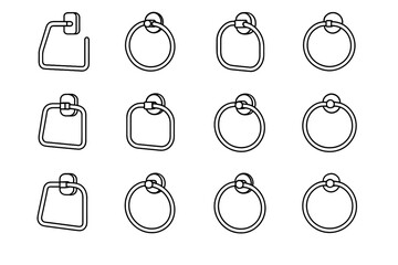 Ring icon hand powder bathroom fixed hardware towel vector modern wall