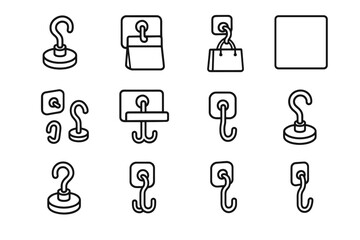 Organizer vector smooth fridge magnetic hook hanger icon hanging everyday household icons