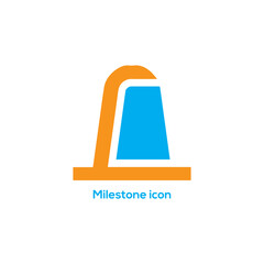 Modern blue and orange milestone icon logo for business success tracking project management roadmap goals and strategic growth achievement
