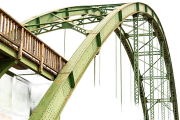 Obraz premium Green Arch Steel Truss Bridge Structure