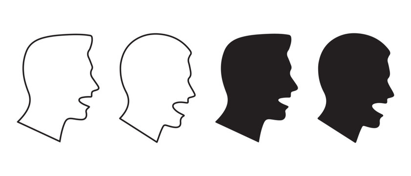 Speech Bubble Icons Silhouette Profile Head Talking Out Loud.