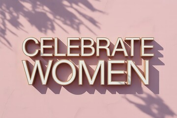 Empowering message celebrating women on pink background with shadows