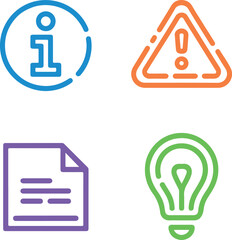 Fototapeta premium Collection of four colorful icons representing information and ideas